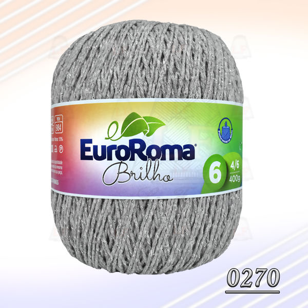 Barbante EuroRoma Brilho Prata (400g)
